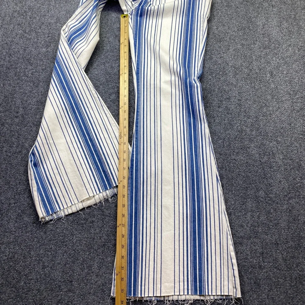 Cello Striped Denim High Rise Flare Jeans Blue White WV38225DK Size 11 NWT